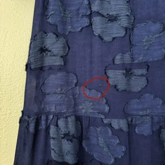 Shoshanna midnight navy blue floral embossed off shoulder maxi dress Prom 4 - Picture 8 of 15